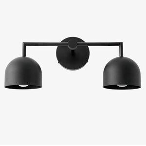 Matte Black Double Dome Wall Vanity Light